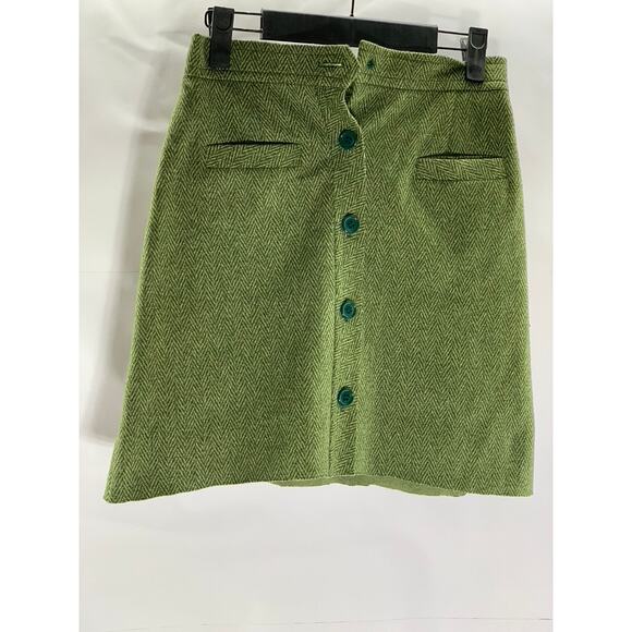 Bonne Dresses & Skirts - BONNE PETITE Women's Vintage Green Herringbone Knit Button-Front Mini Skirt SZ S